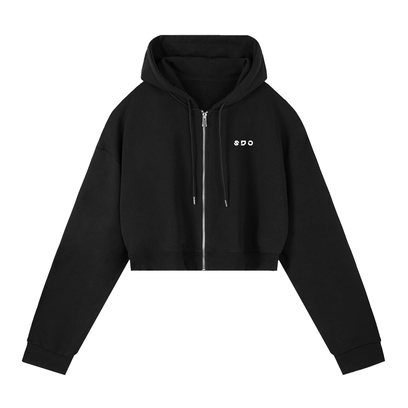 S.D.O Essential Cropped Zip-Up Hoodie